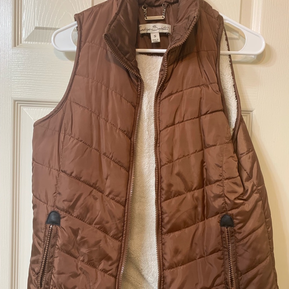 Brown Sherpa lined vest from Dillard’s